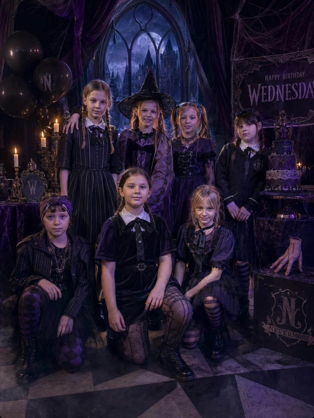 Реальная группа девочек после квеста Уэнсдей в Rooms of Magic в Минске
